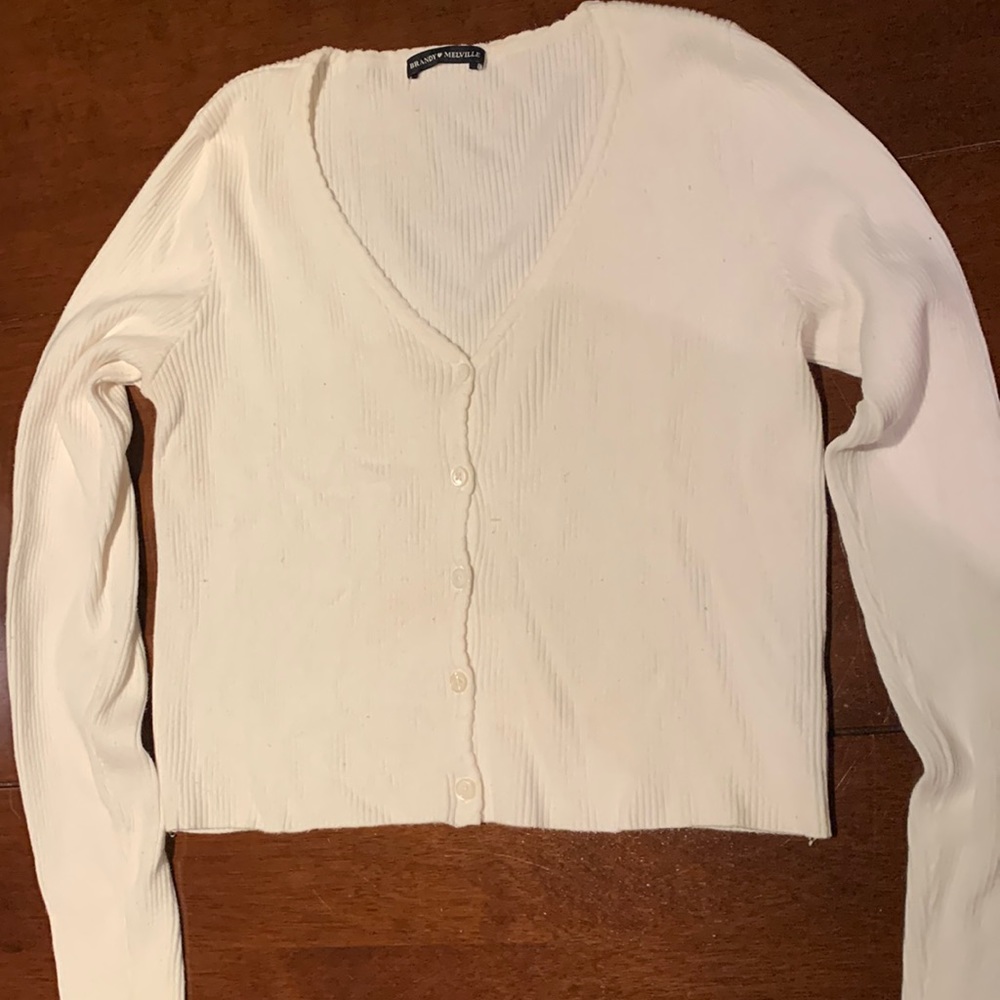 Brandy Melville cotton blend ribbed cardigan